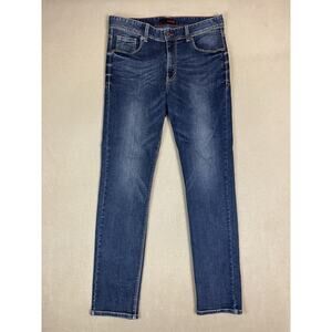 Fubu Jeans 32x32 Blue Straight‎ Leg Regular Fit Mid Rise Embroidered Denim